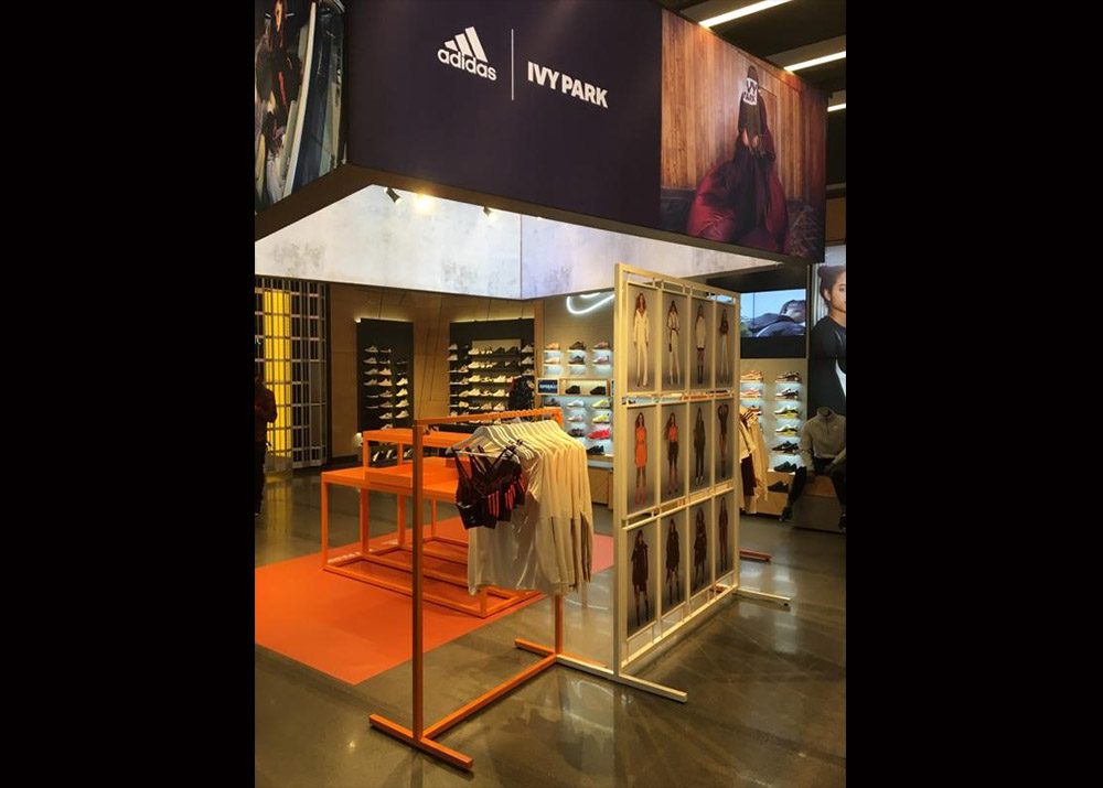 clothing store display assembled by professional retail fixture installer