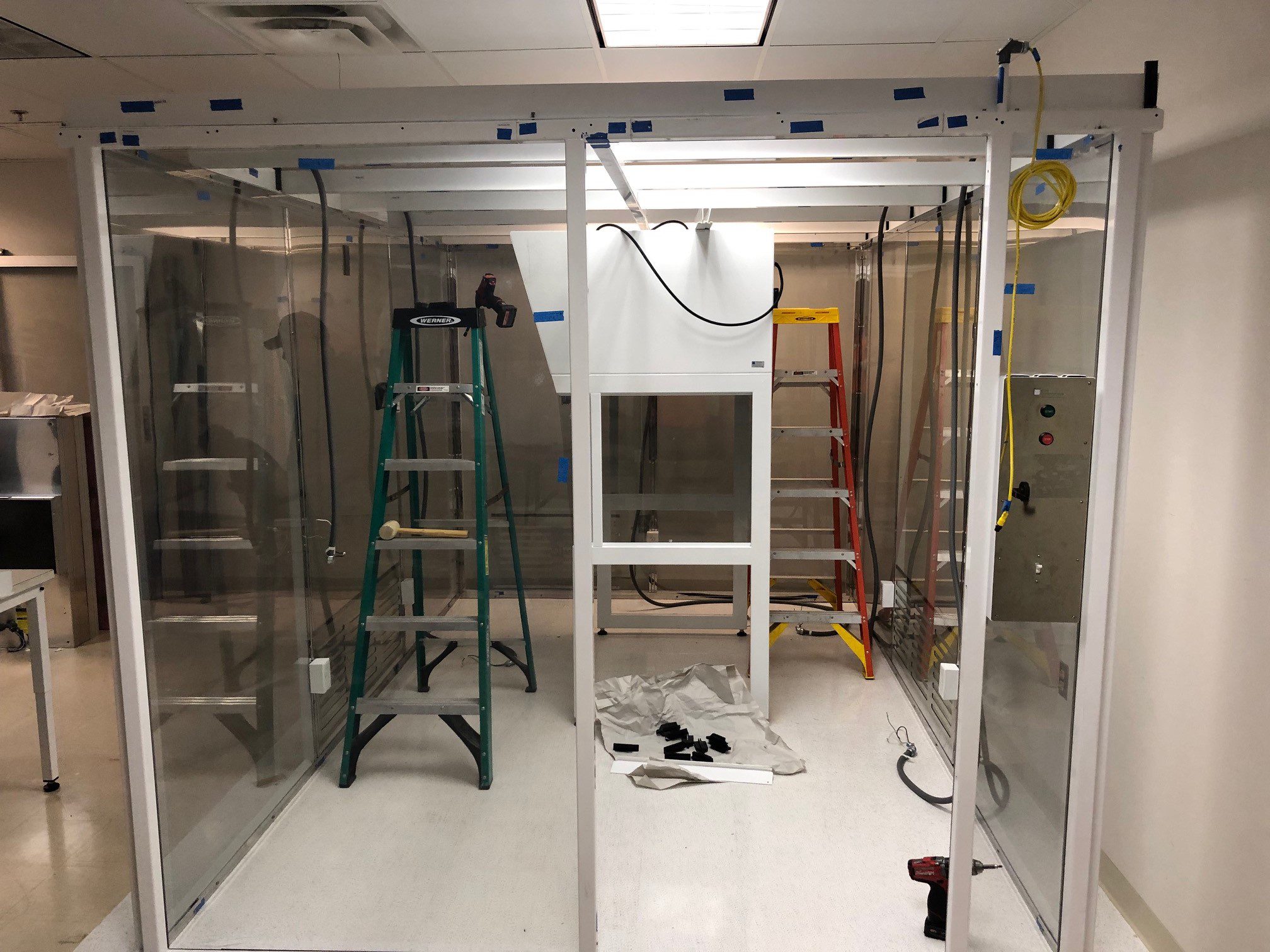 medical clean room in the process of being assembled