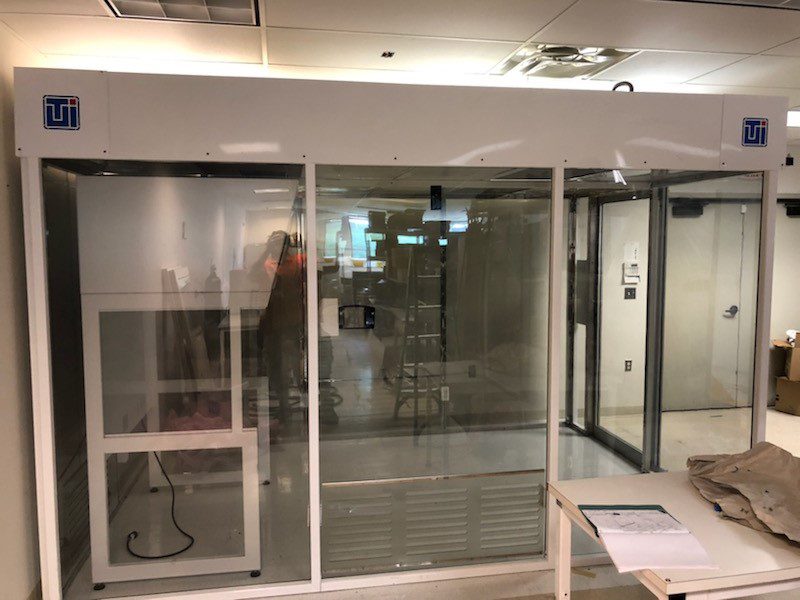 outside view of completed glass clean room installation